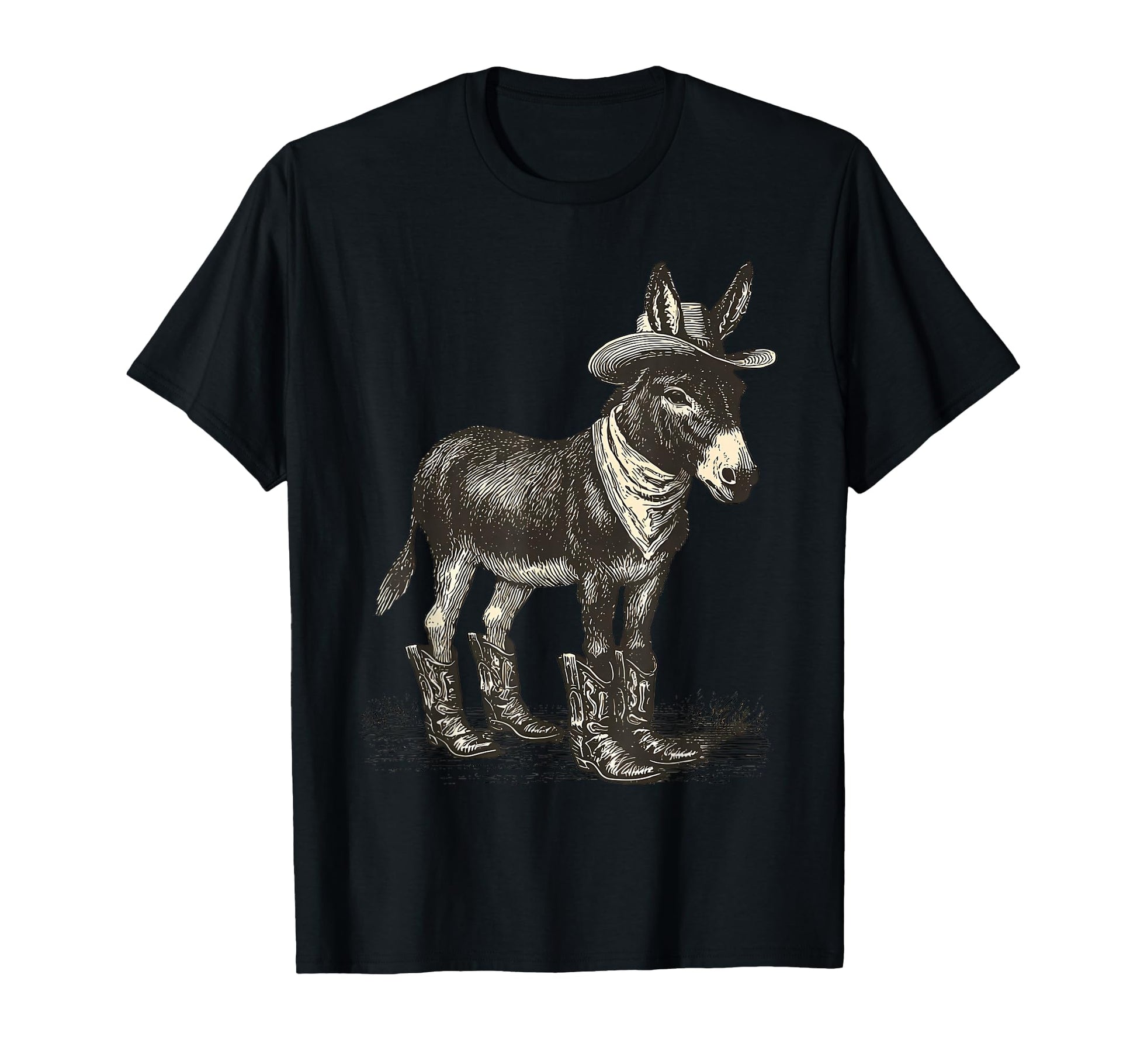 Country Cowboy Donkey Rodeo Cowgirl T-Shirt - Minimalist Print for Adults - T-Shirt, Sweatshirt, Hoodie