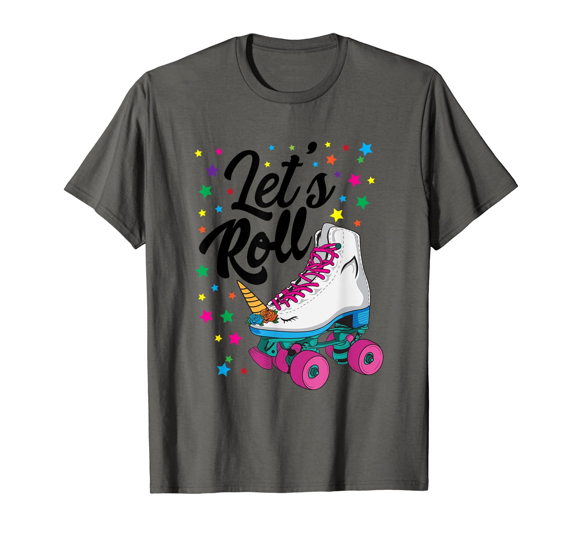 Lets Roll Funny Roller Skate Unicorn Fun T-Shirt - Trendy Graphic Unisex - T-Shirt, Sweatshirt, Hoodie