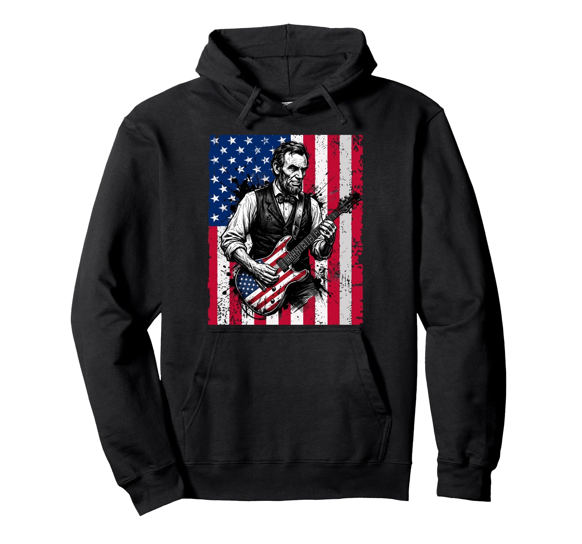 Funny Abraham Lincoln Playing Hoodie - Streetwear Style for Adults - T-Shirt, Sweatshirt, Hoodie