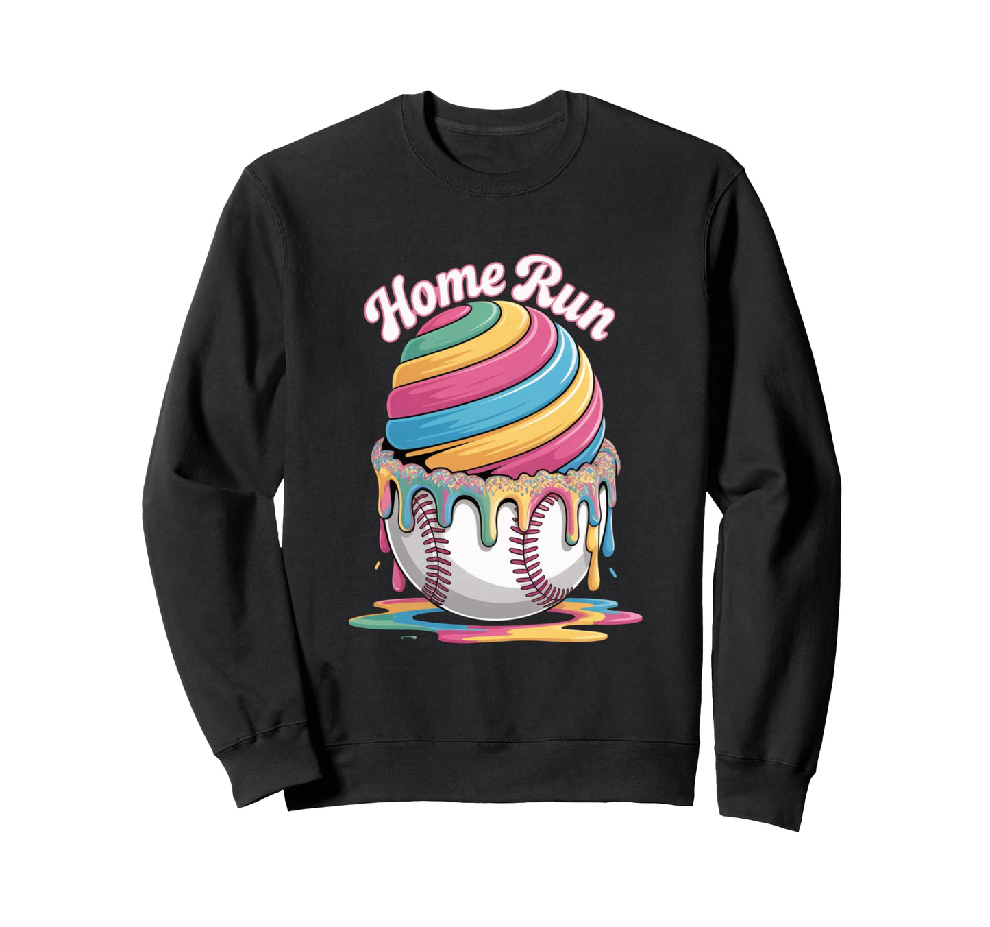 Home Run Baseball Ice Cream Outfit Sweatshirt - Graphic Print Unisex - T-Shirt, Sweatshirt, Hoodie