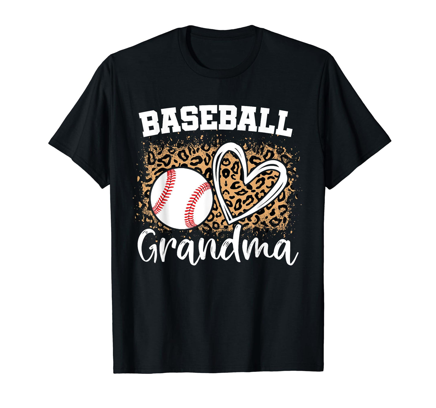 Baseball Grandma Leopard Heart T-Shirt - Trendy Graphic Men Women - T-Shirt, Sweatshirt, Hoodie