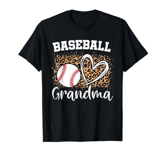 Baseball Grandma Leopard Heart T-Shirt - Trendy Graphic Men Women - T-Shirt, Sweatshirt, Hoodie