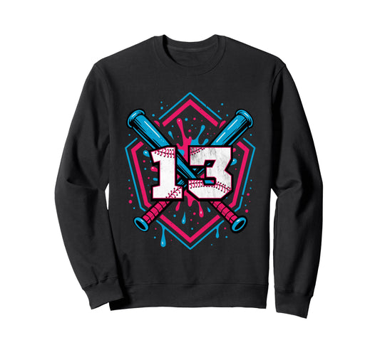 Baseball 13 Year Old Ice Cream Sweatshirt - Custom Art Print Men Women - T-Shirt, Sweatshirt, Hoodie