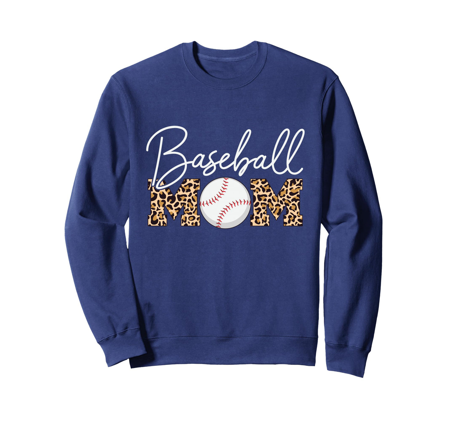 Baseball Mom Leopard Cursive Script Sweatshirt - Graphic Print Men Women - T-Shirt, Sweatshirt, Hoodie