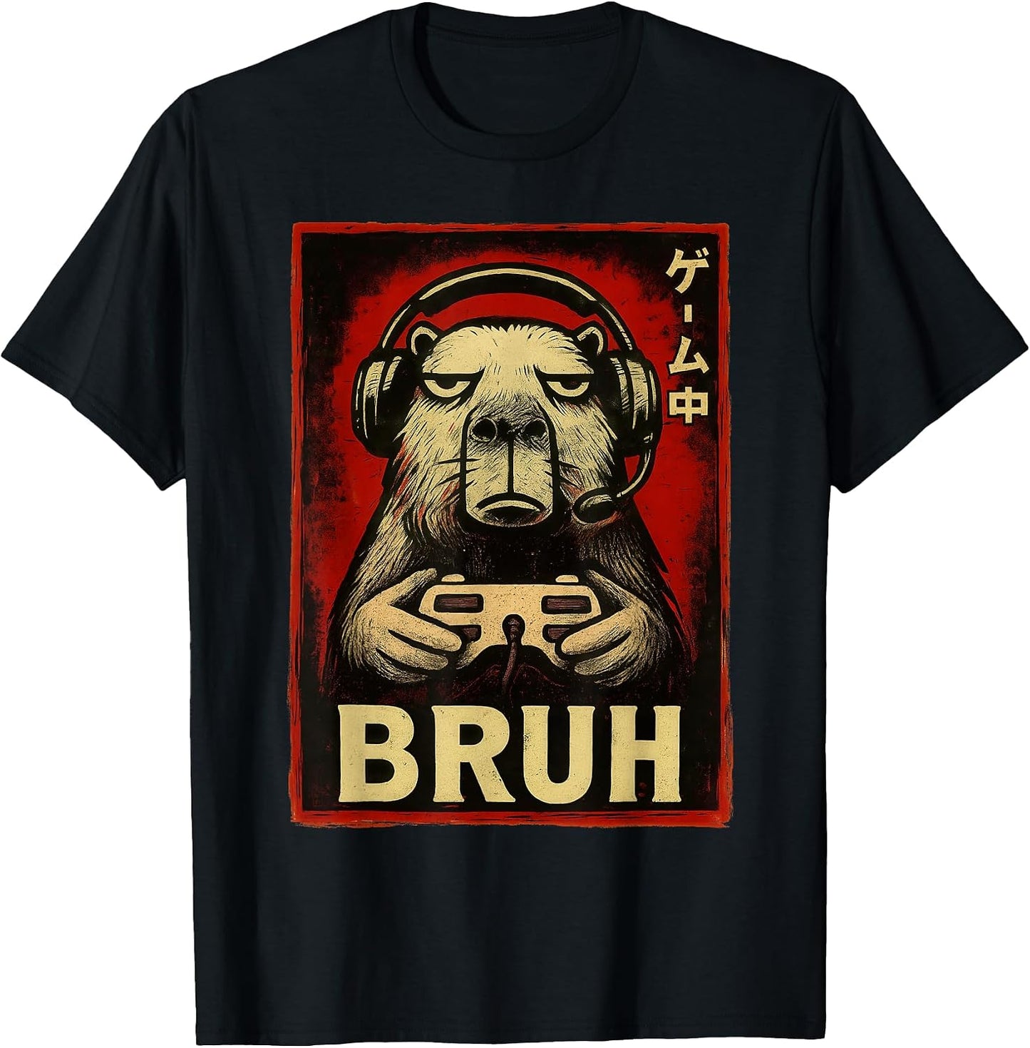 Funny Capybara Gamer Bruh Graphic Men Boys Teens - Adult & Kids T-Shirts, Sweatshirts & Hoodies apparel design preview 1