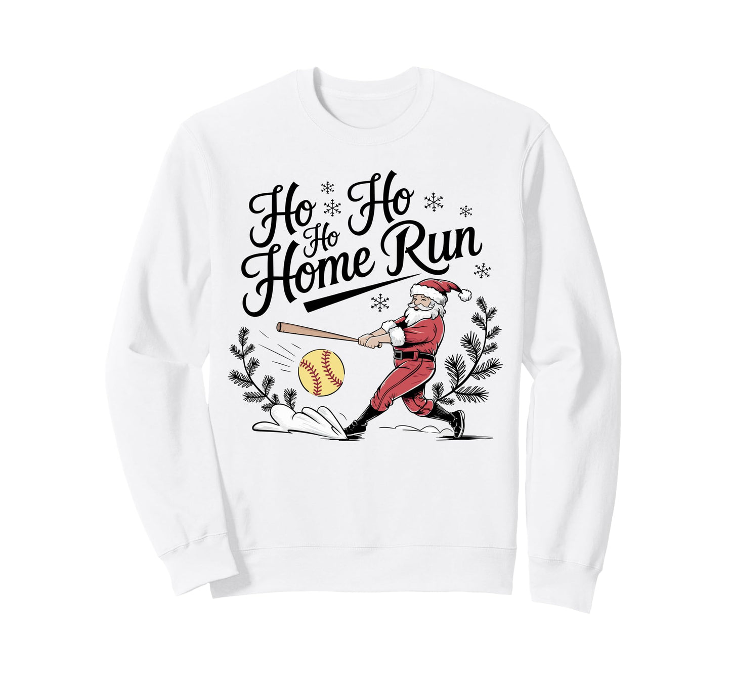 Ho Ho Ho Home Run Santa Softball Sweatshirt - Aesthetic Graphic for Adults - T-Shirt, Sweatshirt, Hoodie