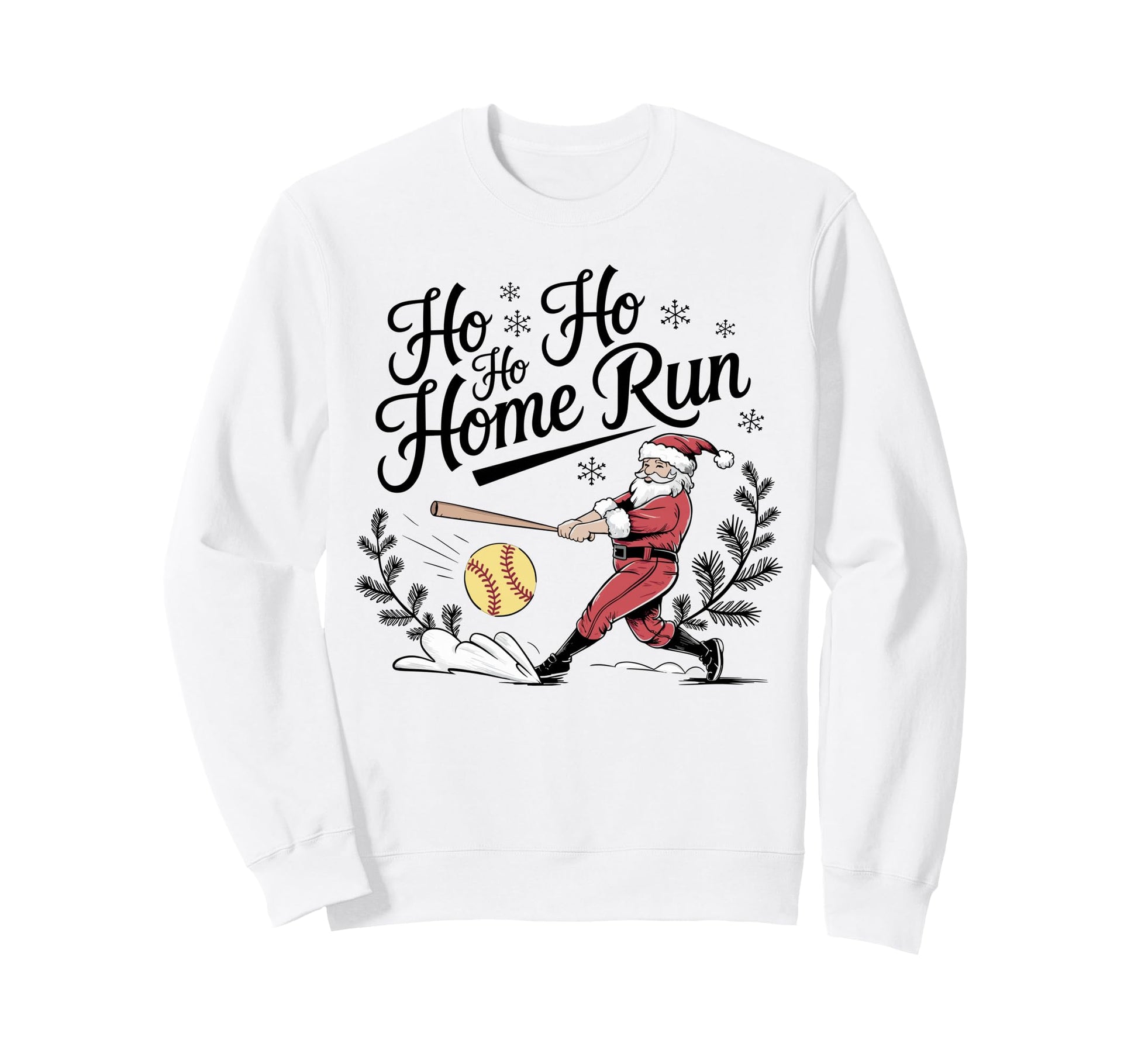 Ho Ho Ho Home Run Santa Softball Sweatshirt - Aesthetic Graphic for Adults - T-Shirt, Sweatshirt, Hoodie