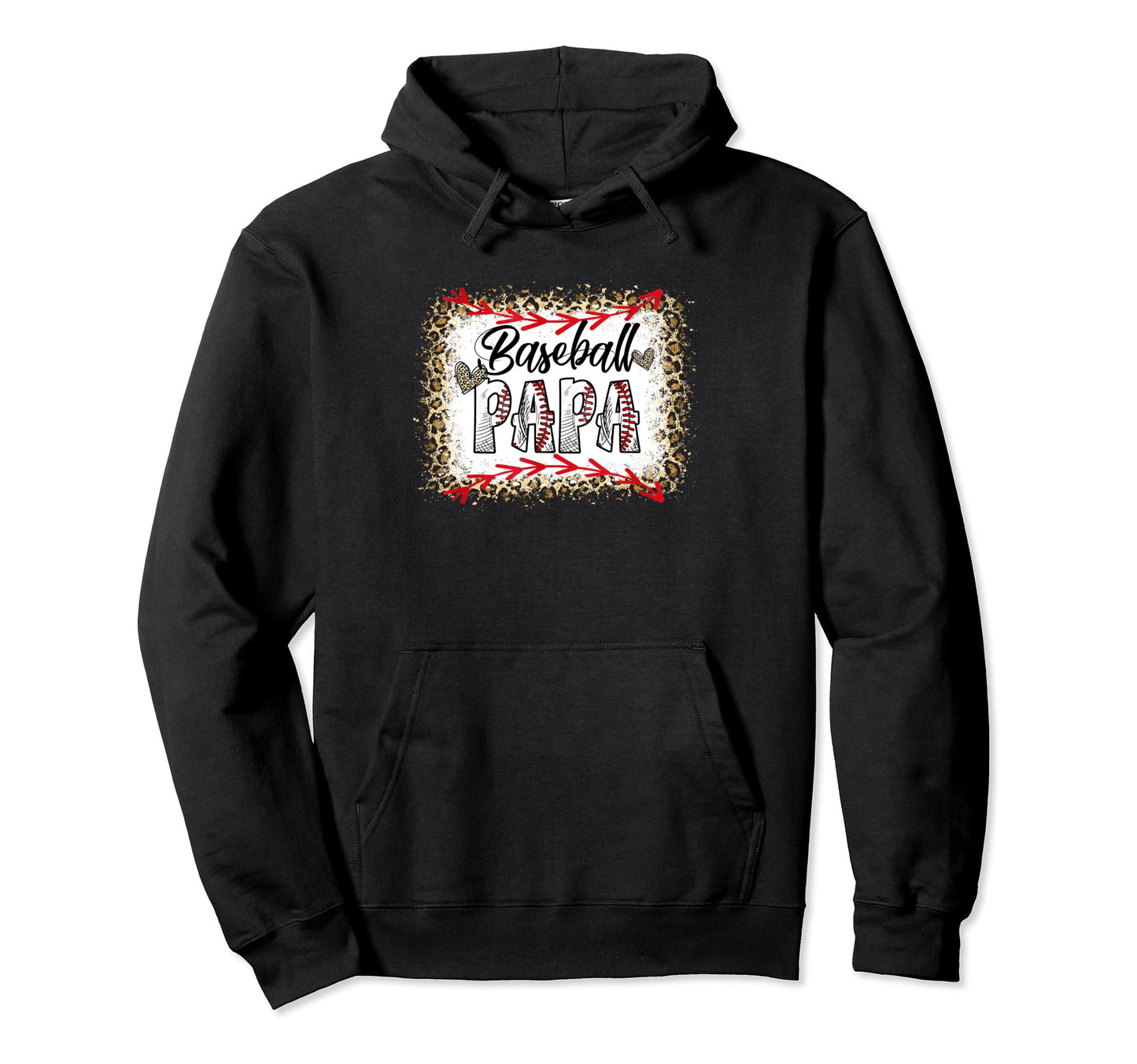 Funny Baseball Papa Leopard Hoodie - Fun Novelty Design for Adults - T-Shirt, Sweatshirt, Hoodie