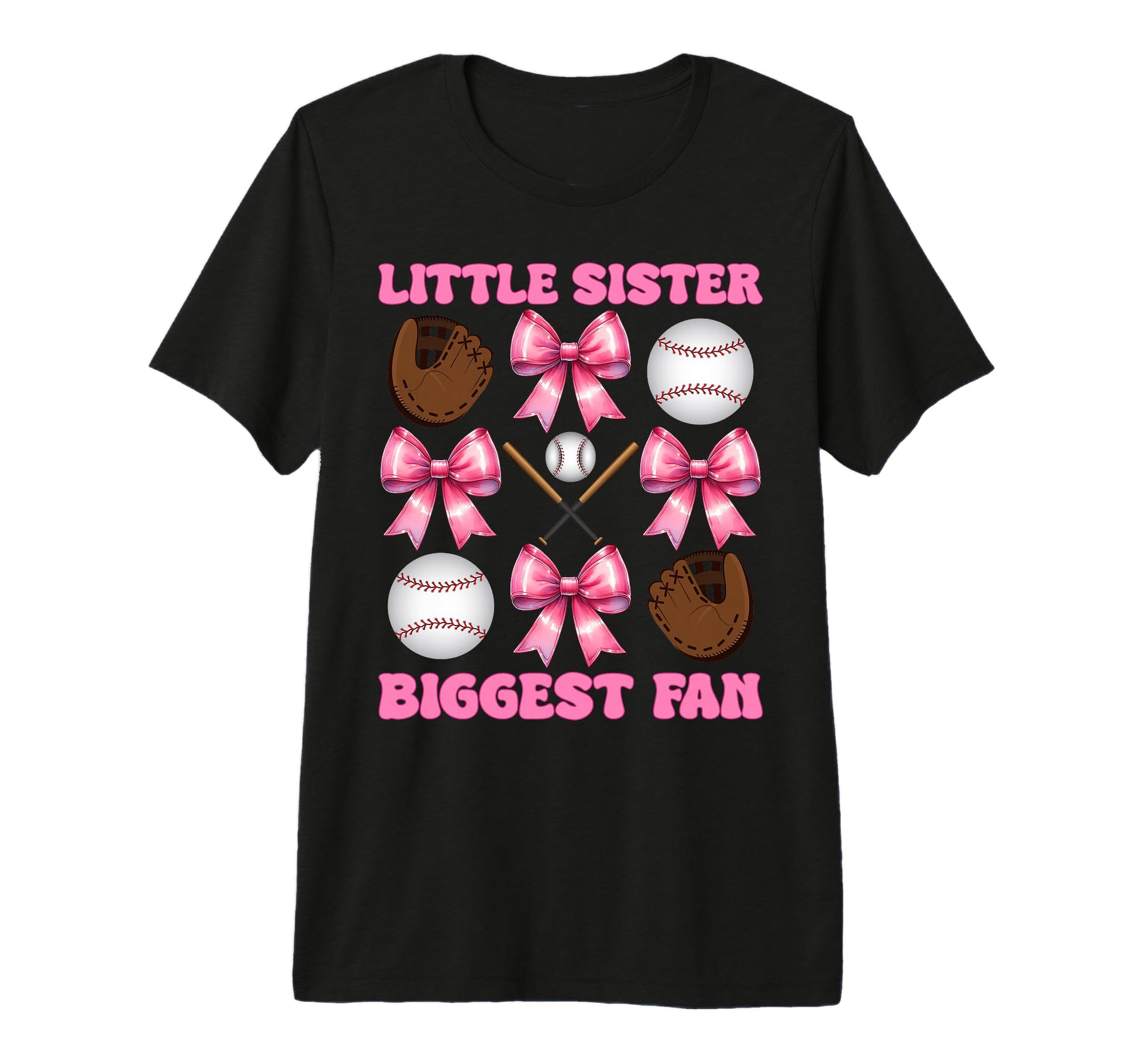 Baseball Sister Coquette Bow Little T-Shirt - Novelty Apparel Unisex - T-Shirt, Sweatshirt, Hoodie