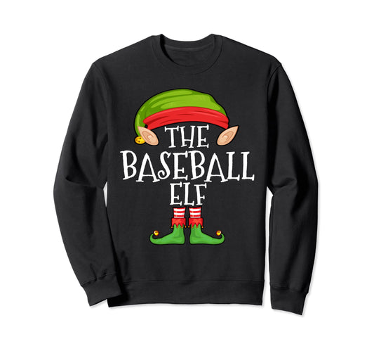 Baseball Elf Matching Family Elf Sweatshirt - Fun Novelty Design Men Women - T-Shirt, Sweatshirt, Hoodie