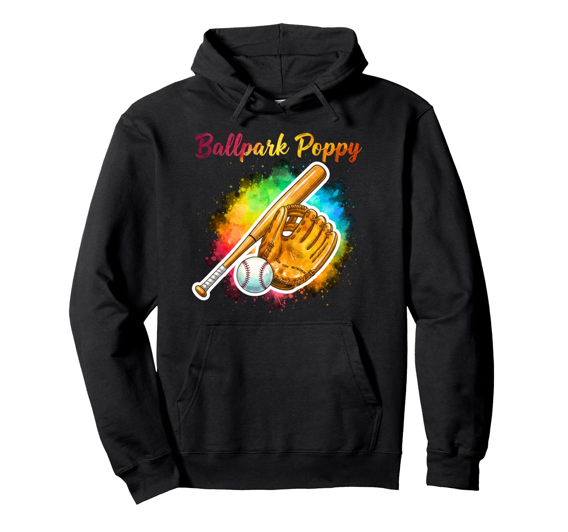 Ballpark Poppy Softball And Baseball Hoodie - Casual Everyday Wear Unisex - T-Shirt, Sweatshirt, Hoodie
