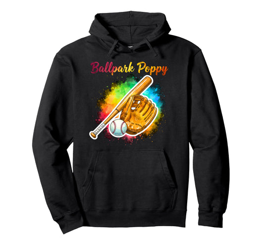 Ballpark Poppy Softball And Baseball Hoodie - Casual Everyday Wear Unisex - T-Shirt, Sweatshirt, Hoodie