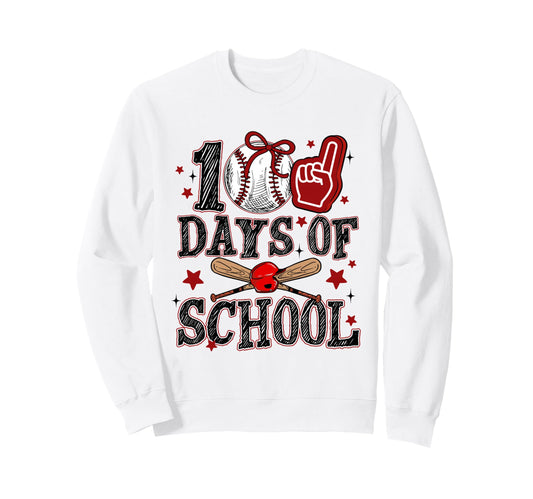 100 Days School Baseball Teacher Sweatshirt - Aesthetic Graphic for Adults - T-Shirt, Sweatshirt, Hoodie