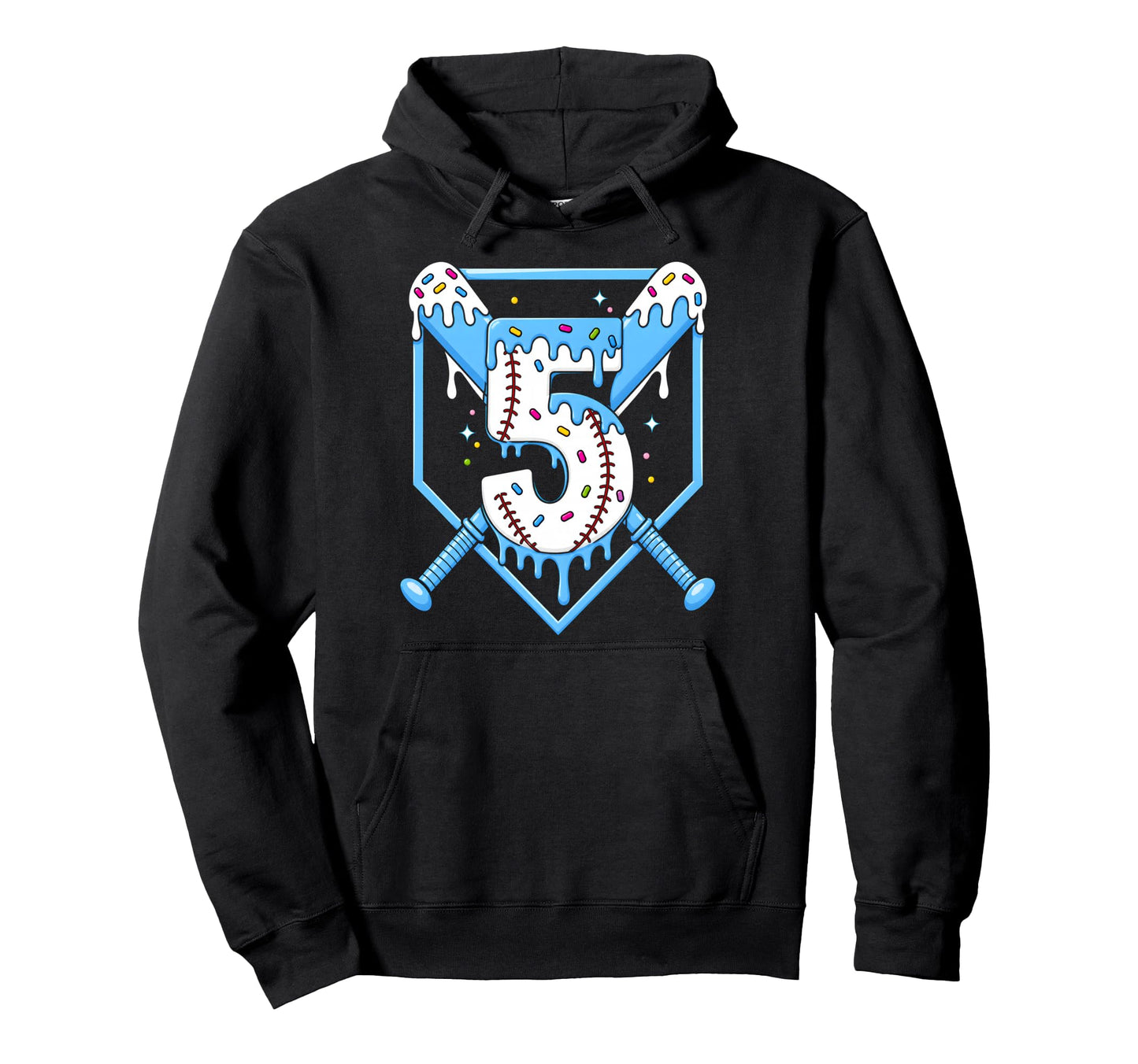 5Th Birthday Baseball Ice Cream Drip 5 Hoodie - Fun Novelty Design Unisex - T-Shirt, Sweatshirt, Hoodie