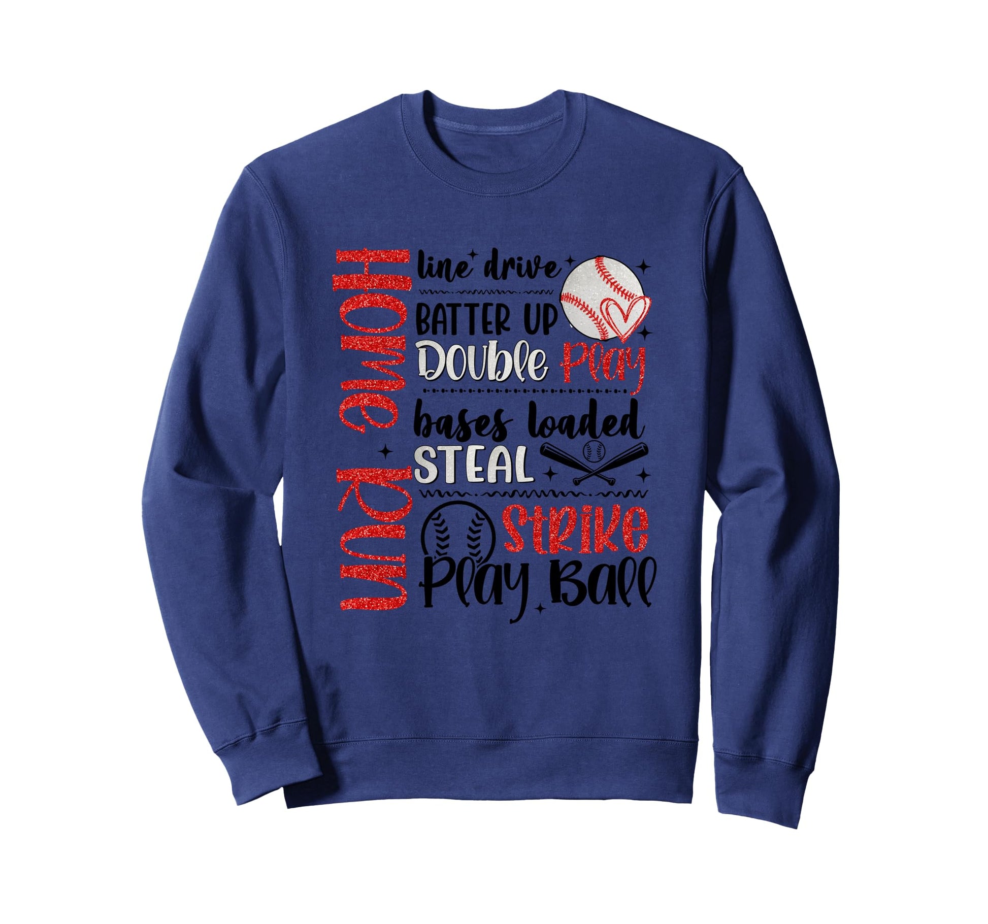 Home Run Batter Up Double Play Strike Sweatshirt - Graphic Print for Adults - T-Shirt, Sweatshirt, Hoodie