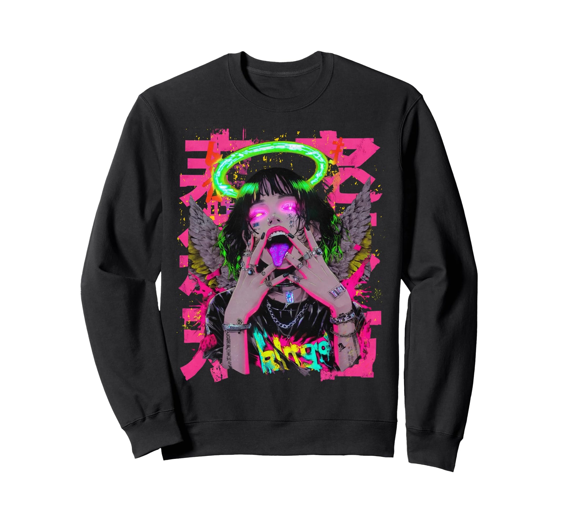 Japanese Cyberpunk Angel Streetwear Sweatshirt - Trendy Graphic Men Women - T-Shirt, Sweatshirt, Hoodie
