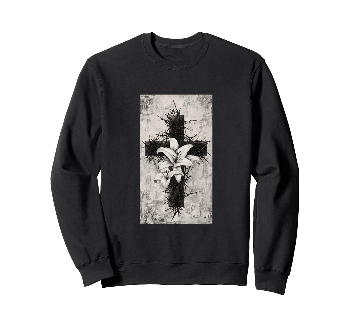 Gothic Cross Grunge Aesthetic Y2K Sweatshirt - Graphic Print for Adults - T-Shirt, Sweatshirt, Hoodie