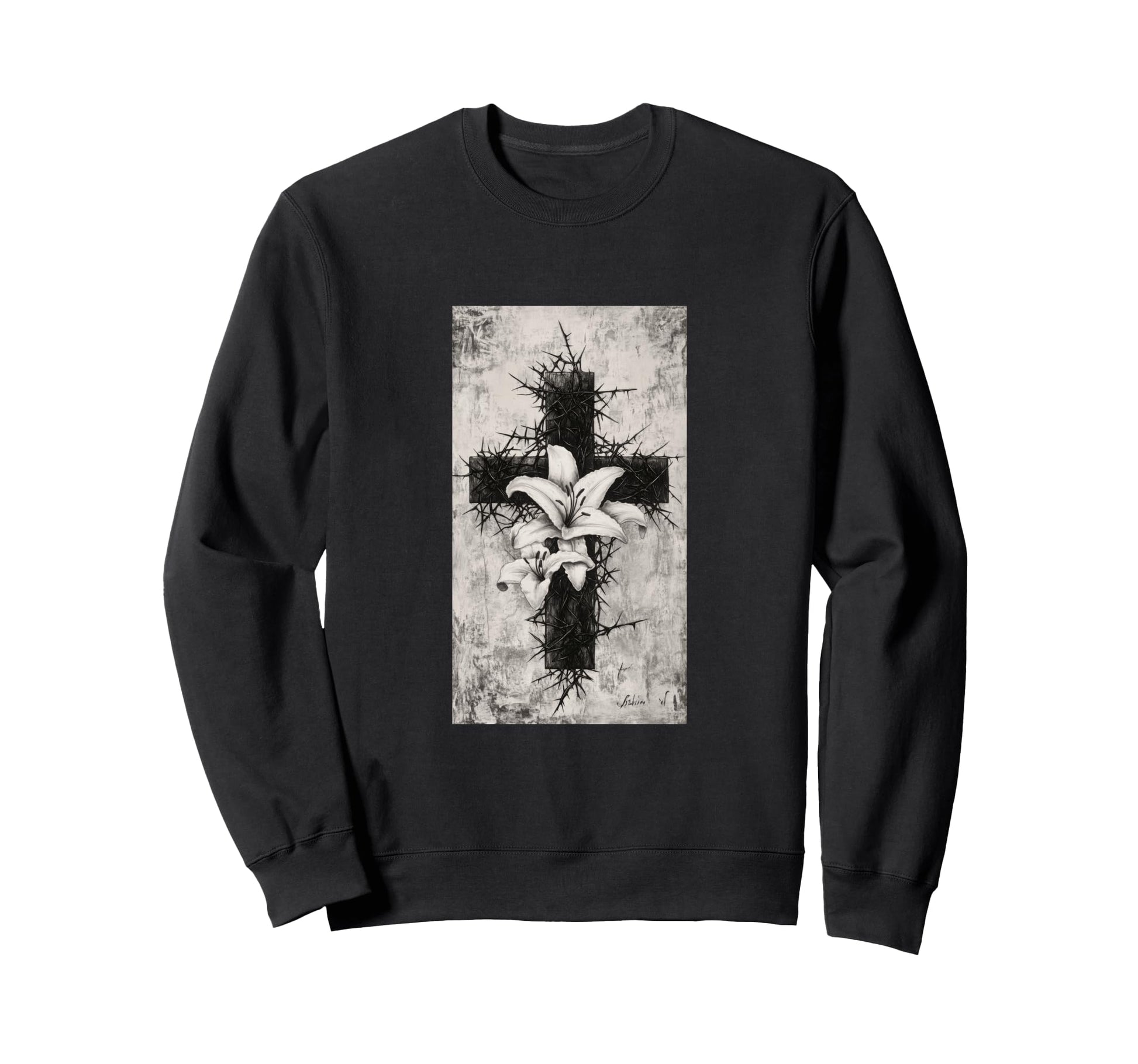 Gothic Cross Grunge Aesthetic Y2K Sweatshirt - Graphic Print for Adults - T-Shirt, Sweatshirt, Hoodie