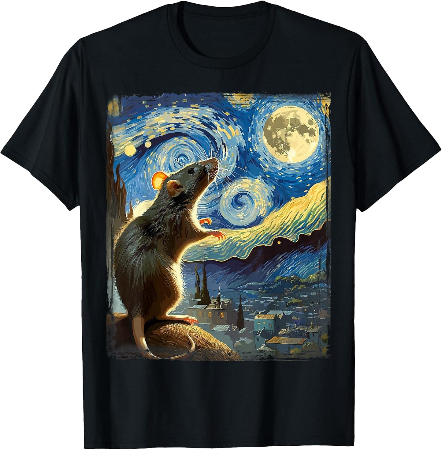 Rat Art Nature Impressionism Night Sky - Adult & Kids T-Shirts, Sweatshirts & Hoodies apparel design preview 1