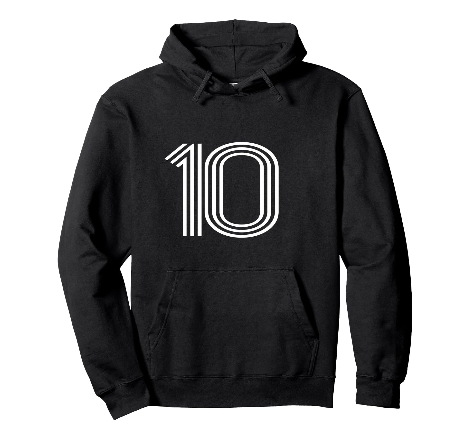Number 10 Baseball Football Soccer Back Hoodie - Fun Novelty Design Unisex - T-Shirt, Sweatshirt, Hoodie