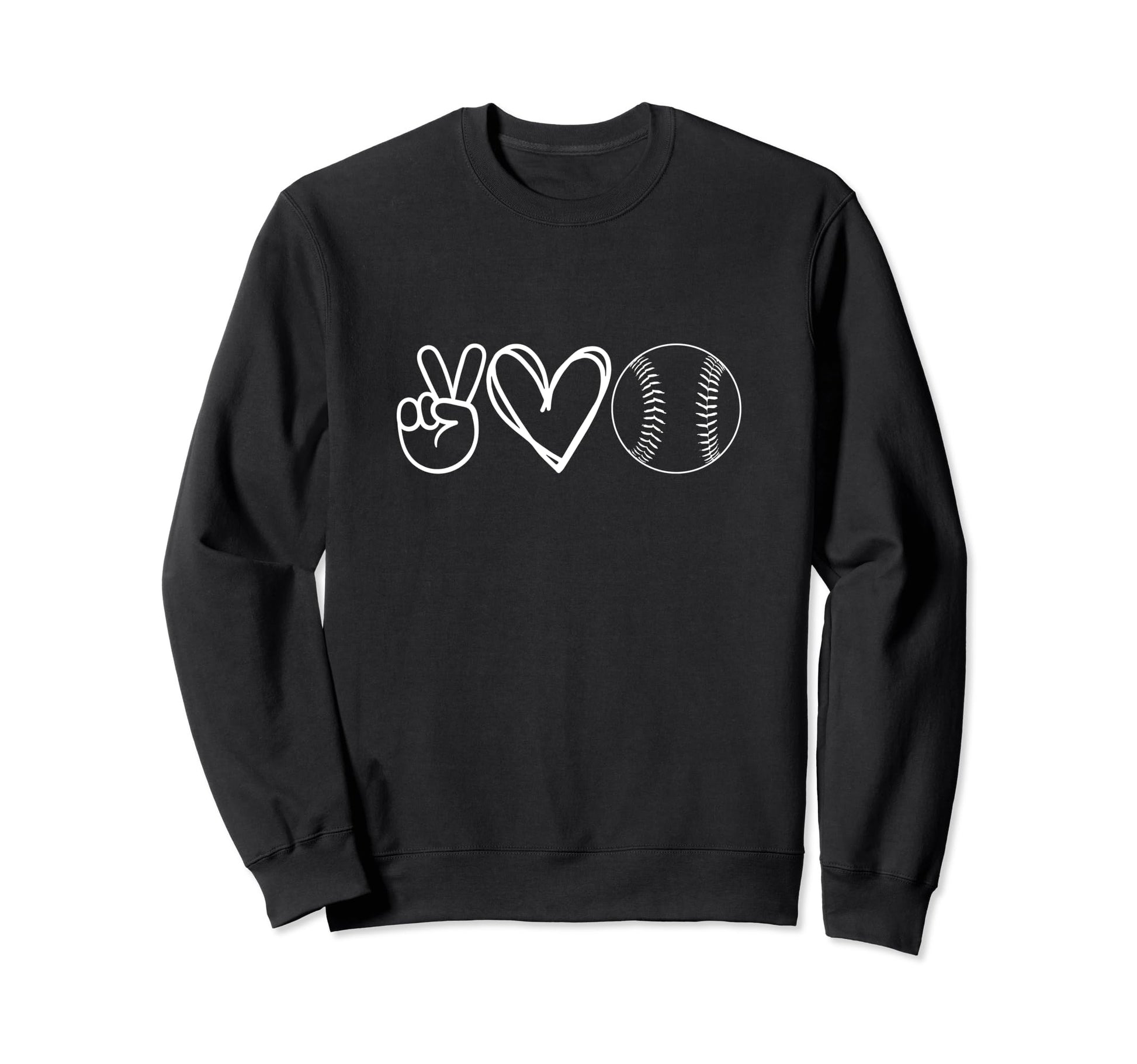 Peace Love Baseball Minimalist Sweatshirt - Novelty Apparel for Adults - T-Shirt, Sweatshirt, Hoodie