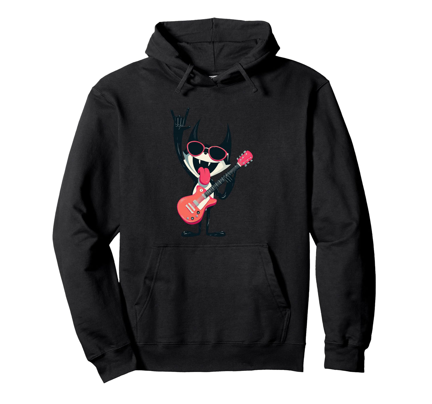 Cat Rock Music Guitarist Hoodie - Casual Everyday Wear for Adults - T-Shirt, Sweatshirt, Hoodie
