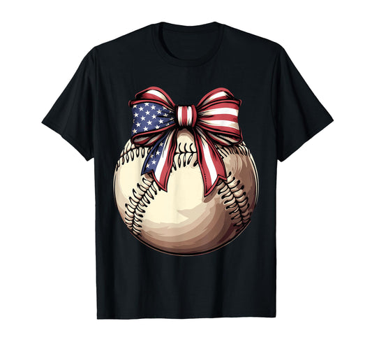 American Baseball Coquette Bow T-Shirt - Unique Graphic for Adults - T-Shirt, Sweatshirt, Hoodie