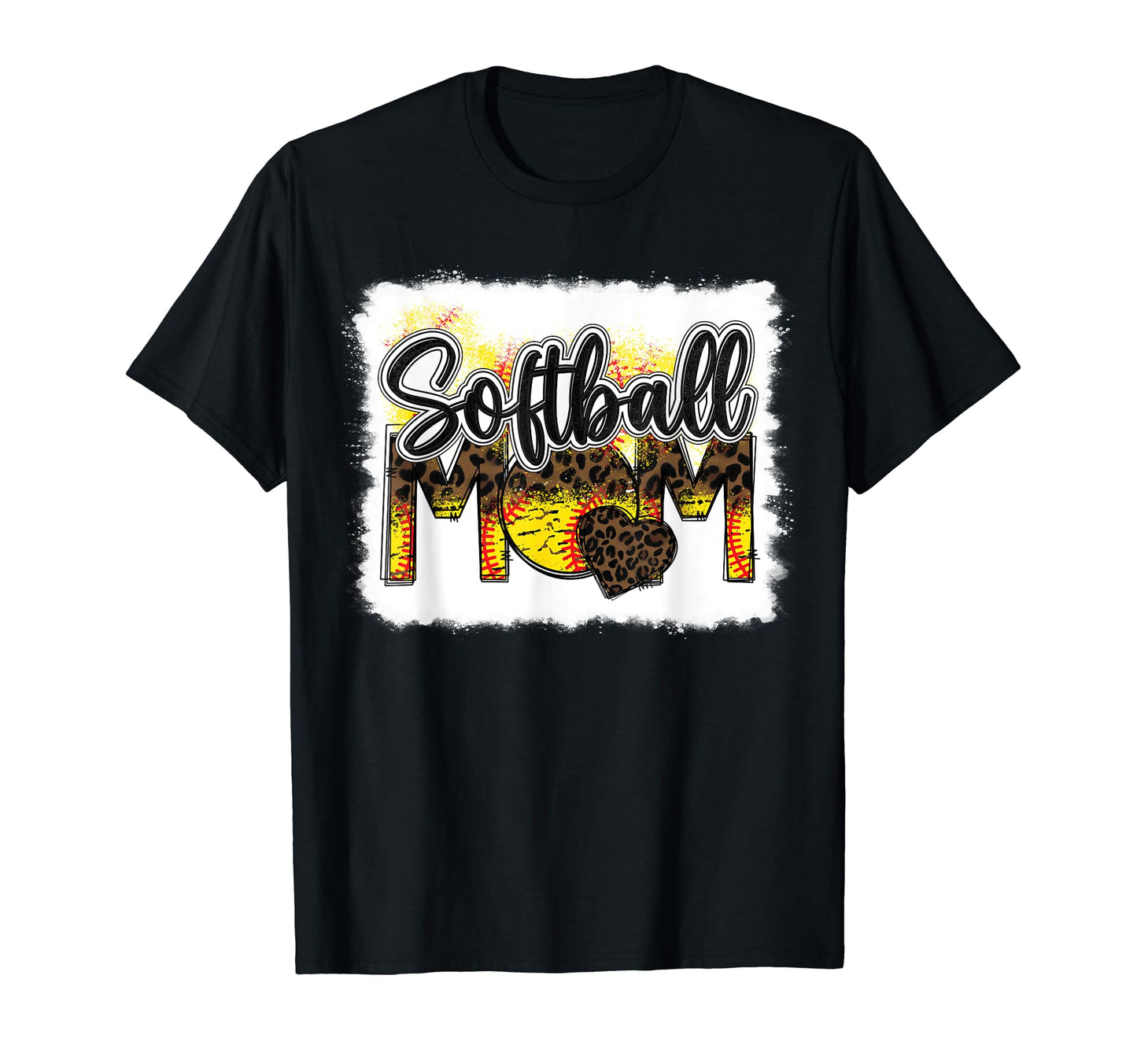 Bleached Softball Mom Leopard T-Shirt - Casual Everyday Wear for Adults - T-Shirt, Sweatshirt, Hoodie