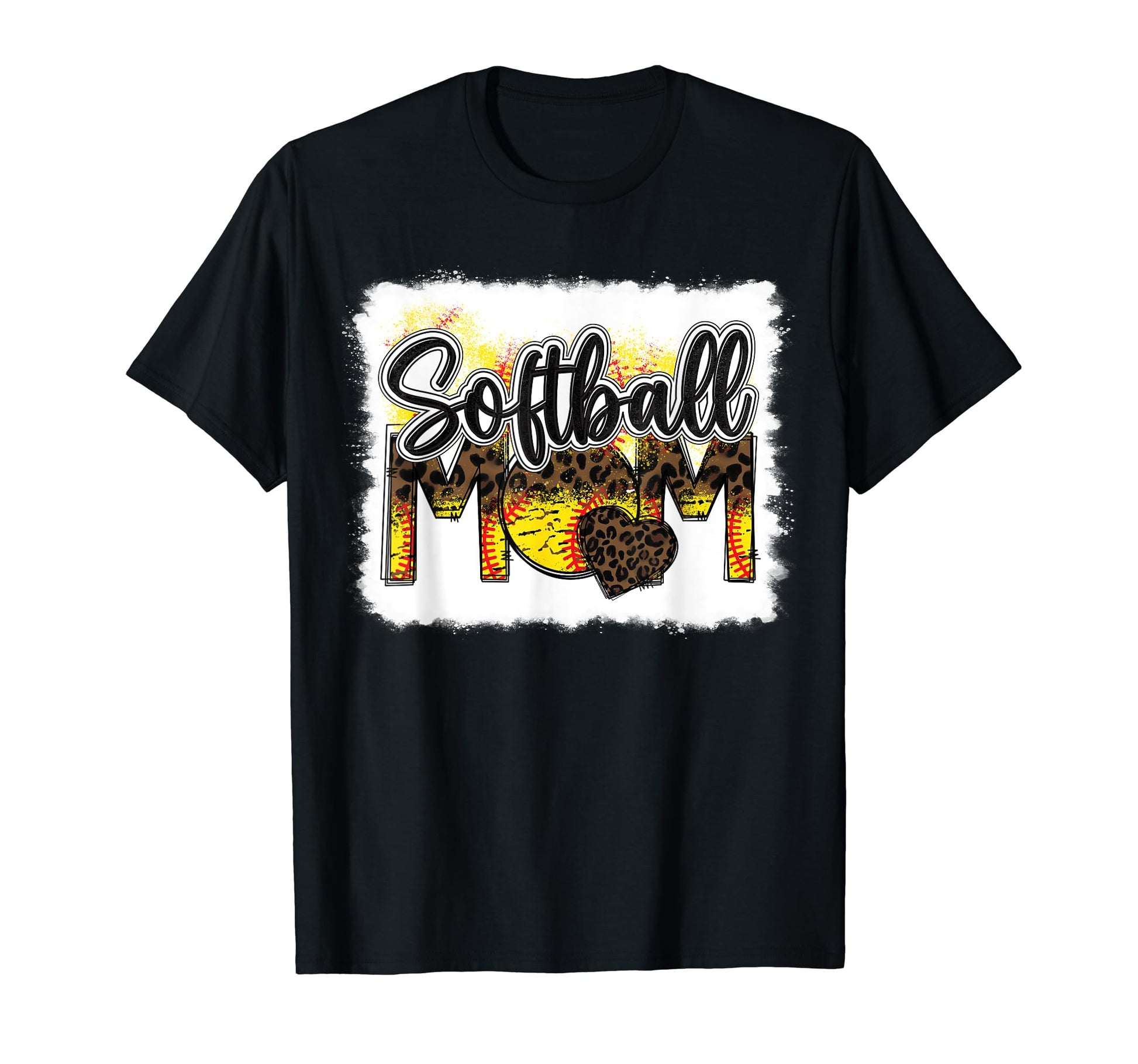 Bleached Softball Mom Leopard T-Shirt - Casual Everyday Wear for Adults - T-Shirt, Sweatshirt, Hoodie