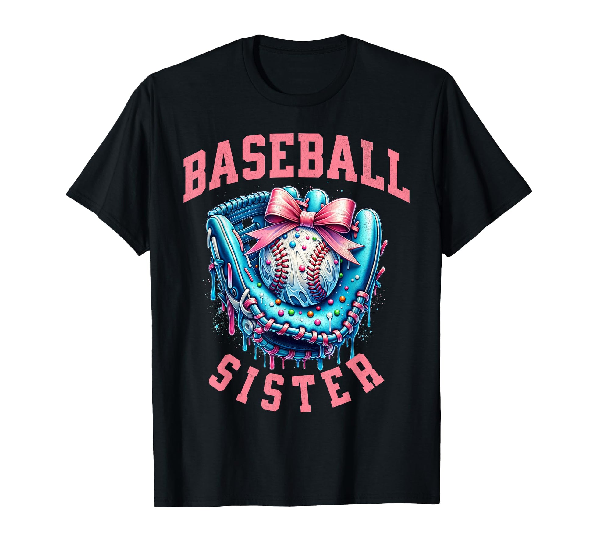 Baseball Sister Coquette Bow Cheer T-Shirt - Custom Art Print Men Women - T-Shirt, Sweatshirt, Hoodie