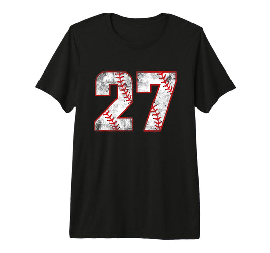 Baseball 27 Jersey Number T-Shirt - Trendy Graphic Men Women - T-Shirt, Sweatshirt, Hoodie