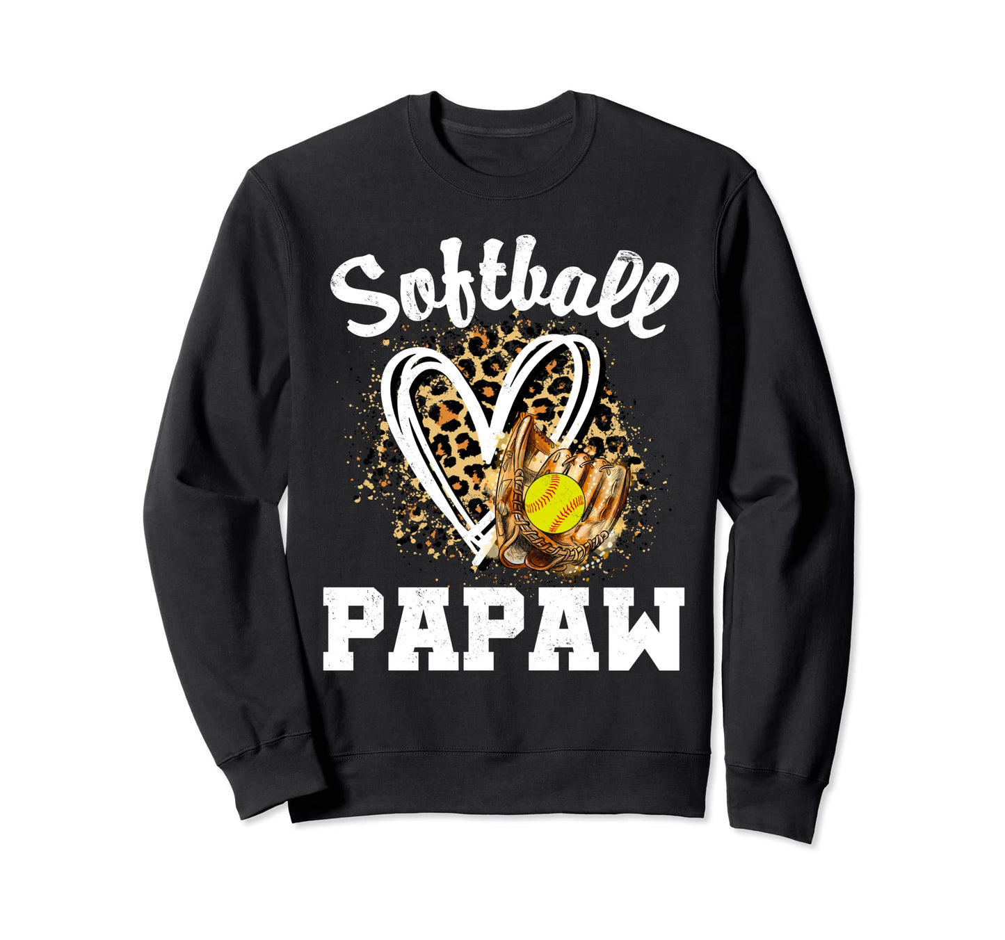 Softball Papaw Leopard Heart Sweatshirt - Minimalist Print for Adults - T-Shirt, Sweatshirt, Hoodie
