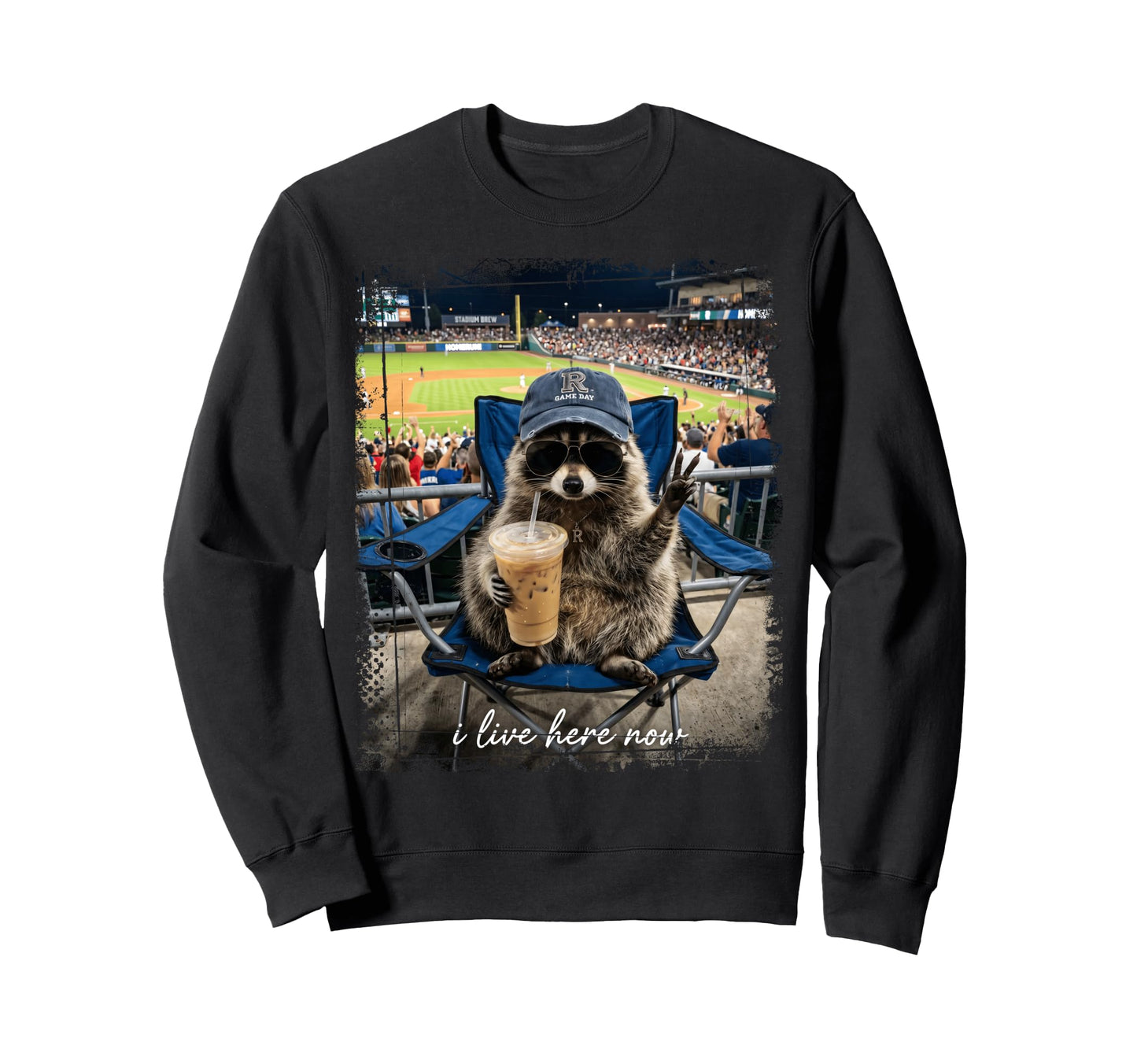 Baseball Raccoon Peace Sign I Live Sweatshirt - Streetwear Style Men Women - T-Shirt, Sweatshirt, Hoodie