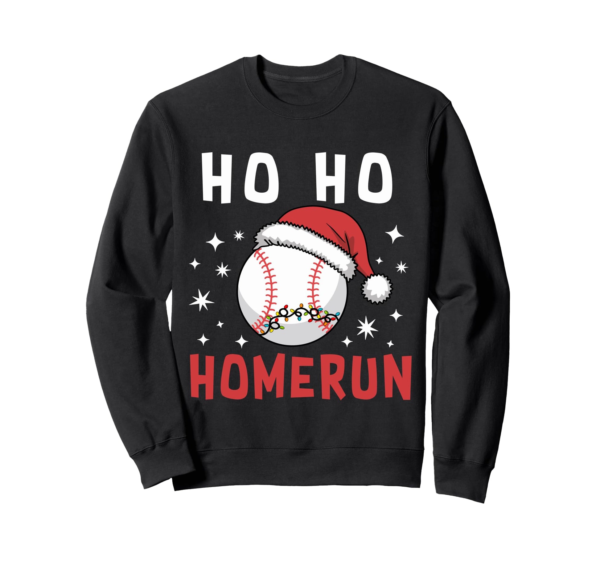 Ho Ho Homerun Baseball Player Santa Sweatshirt - Graphic Print for Adults - T-Shirt, Sweatshirt, Hoodie
