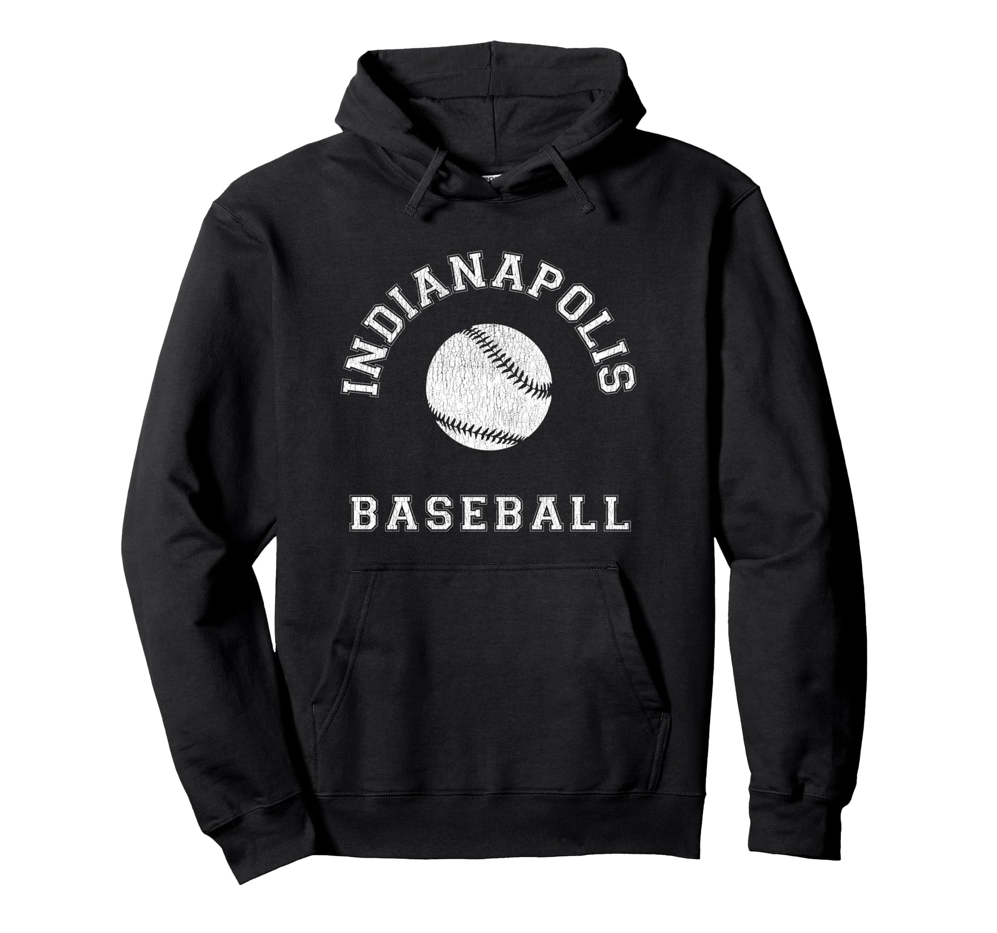 Indianapolis Baseball Distressed Hoodie - Fun Novelty Design for Adults - T-Shirt, Sweatshirt, Hoodie