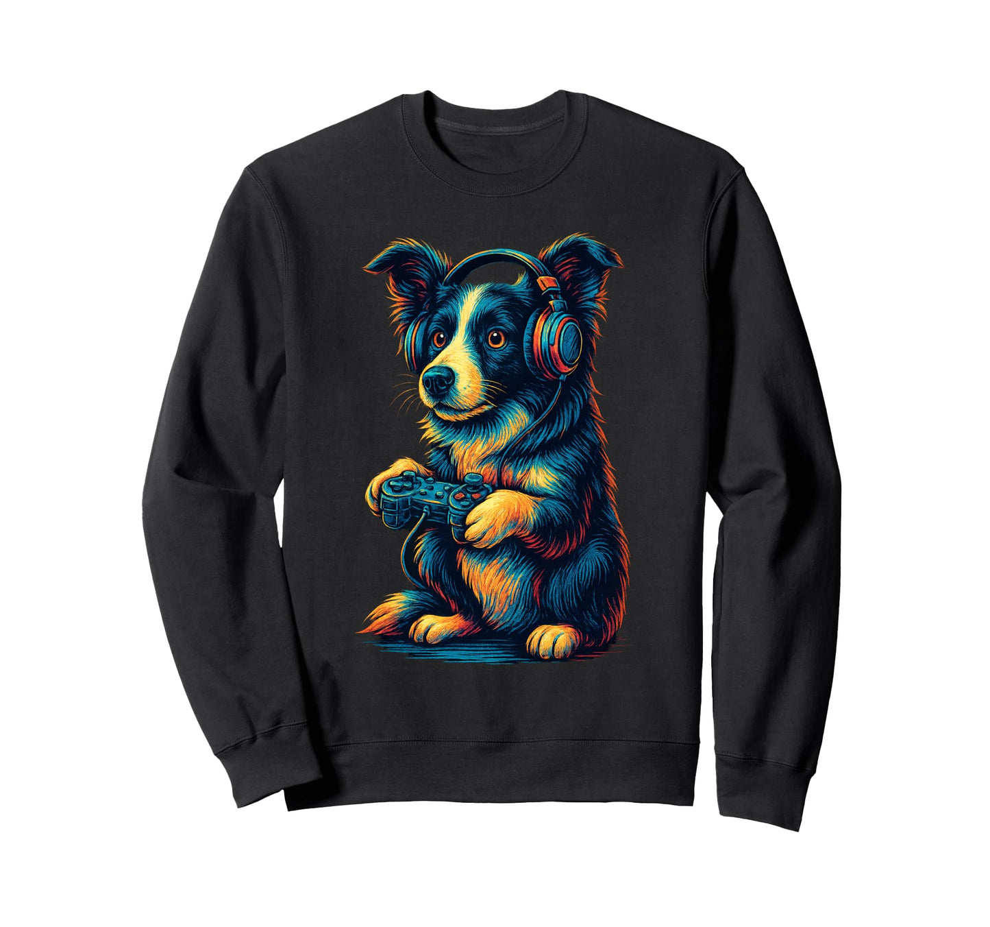 Border Collie Gamer Gaming Dog Sweatshirt - Aesthetic Graphic Men Women - T-Shirt, Sweatshirt, Hoodie