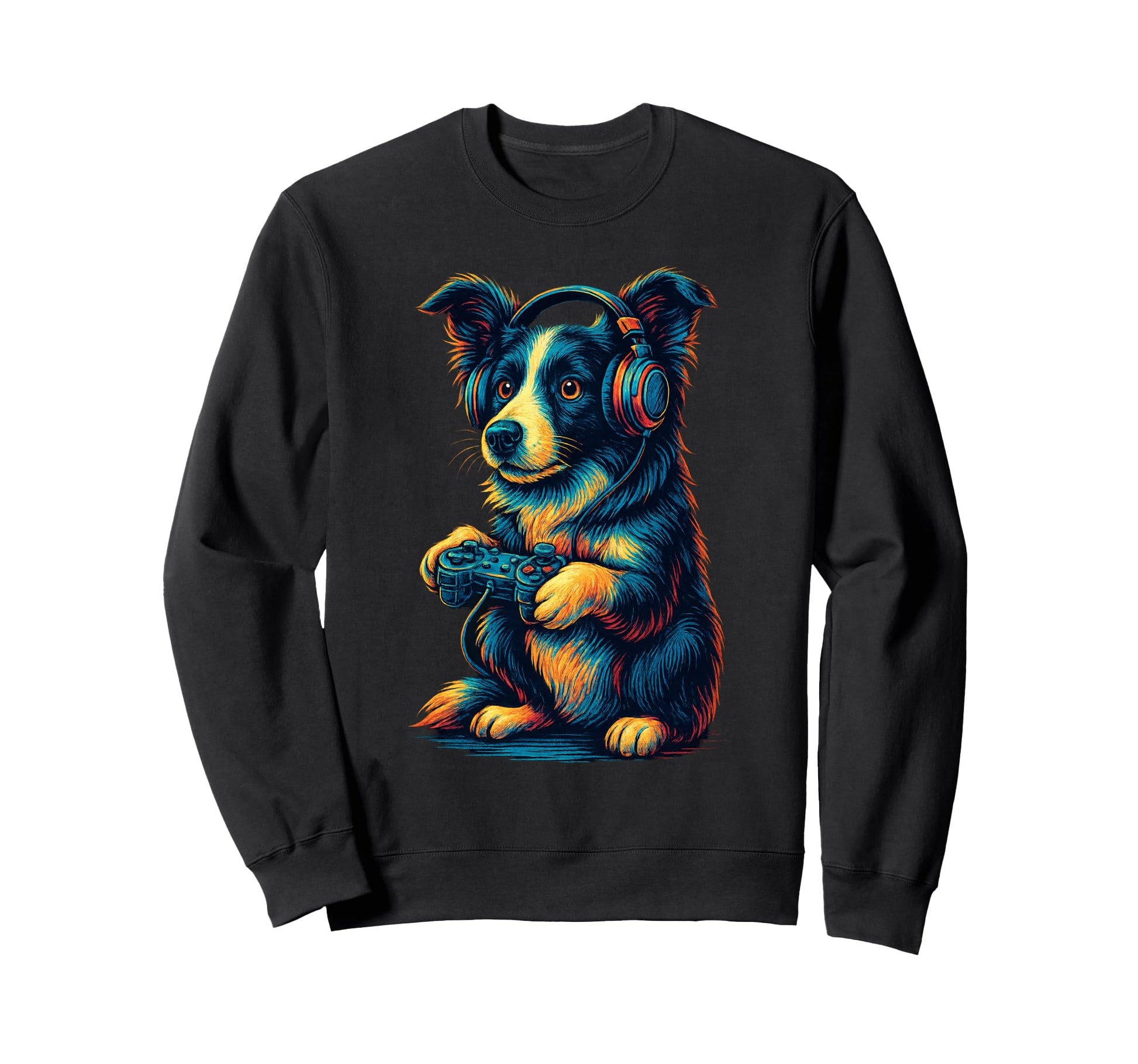 Border Collie Gamer Gaming Dog Sweatshirt - Aesthetic Graphic Men Women - T-Shirt, Sweatshirt, Hoodie