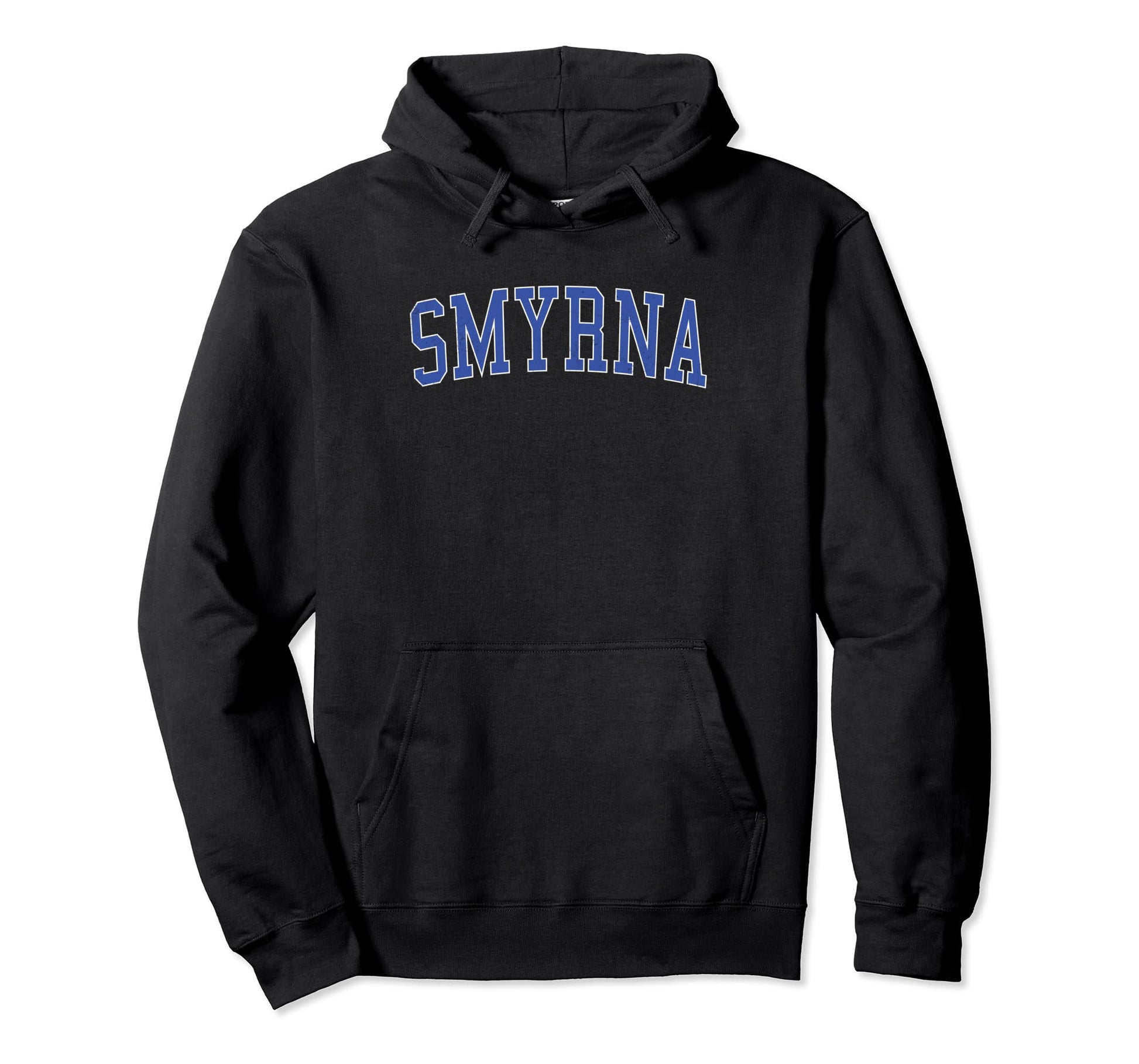 Smyrna De Distressed Blue Varsity Hoodie - Graphic Print Unisex - T-Shirt, Sweatshirt, Hoodie