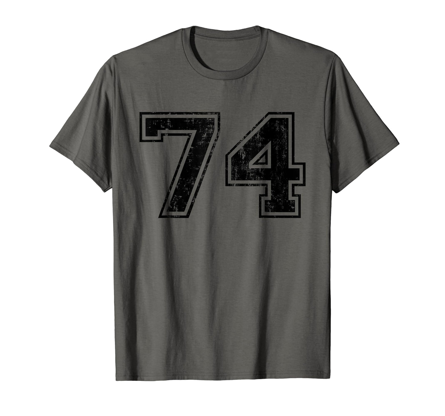 Number 74 Varsity Distressed Sport Team T-Shirt - Novelty Apparel Unisex - T-Shirt, Sweatshirt, Hoodie