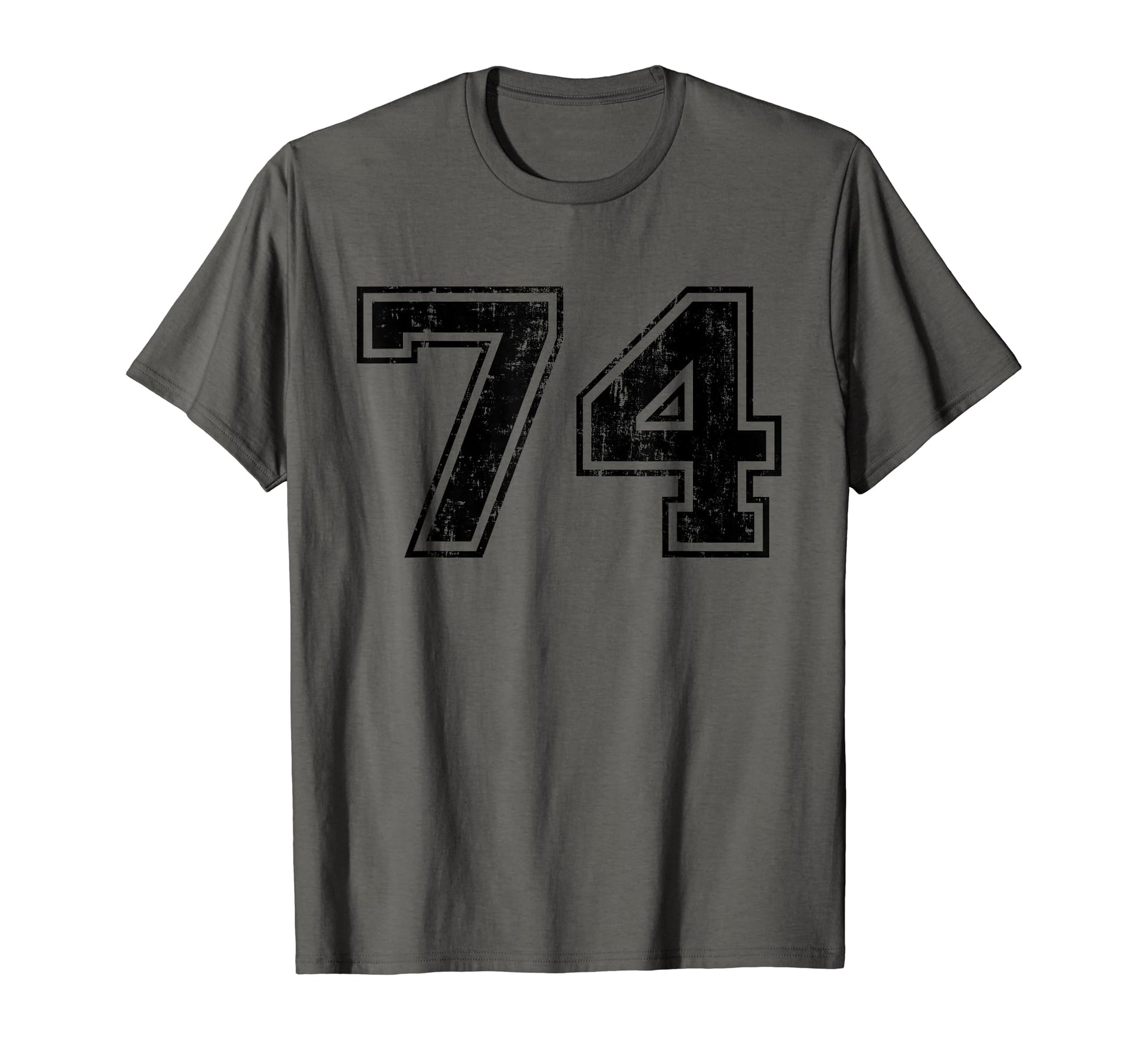 Number 74 Varsity Distressed Sport Team T-Shirt - Novelty Apparel Unisex - T-Shirt, Sweatshirt, Hoodie