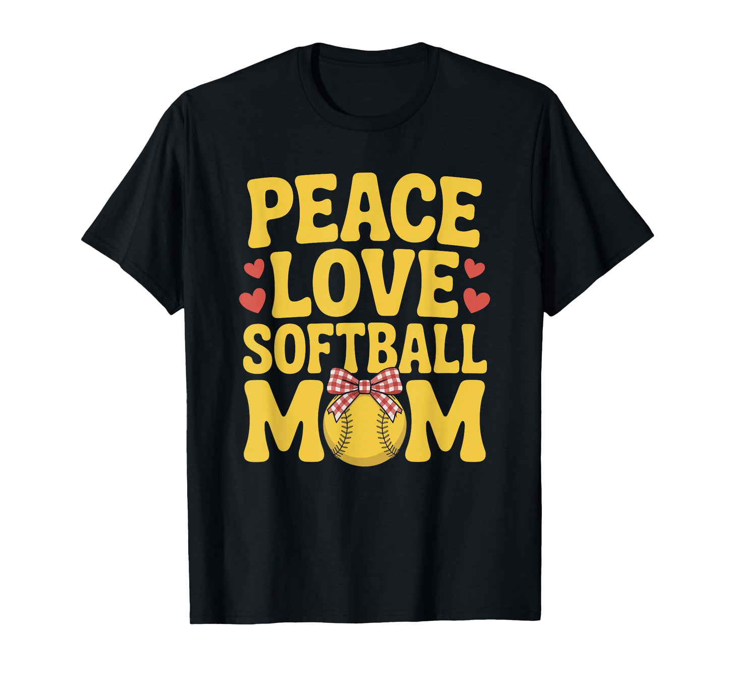 Peace Love Softball Mom Baseball Sports T-Shirt - Aesthetic Graphic Unisex - T-Shirt, Sweatshirt, Hoodie