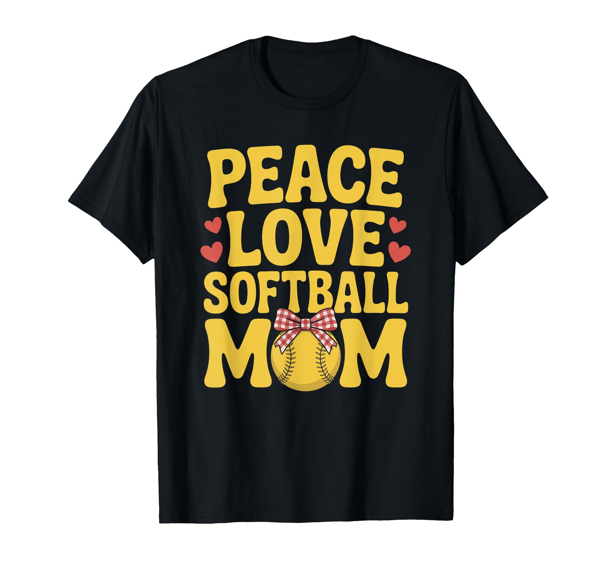 Peace Love Softball Mom Baseball Sports T-Shirt - Aesthetic Graphic Unisex - T-Shirt, Sweatshirt, Hoodie