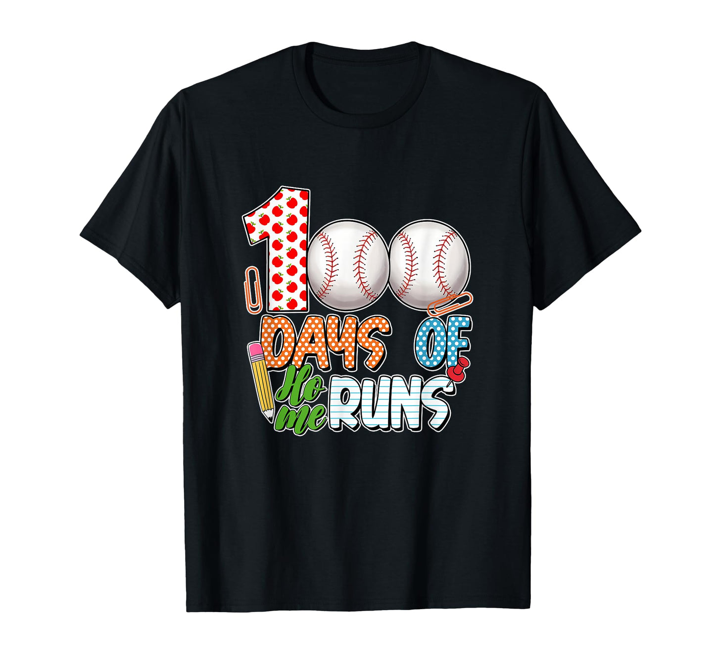 100 Days Home Runs Baseball 100Th Days T-Shirt - Unique Graphic Unisex - T-Shirt, Sweatshirt, Hoodie