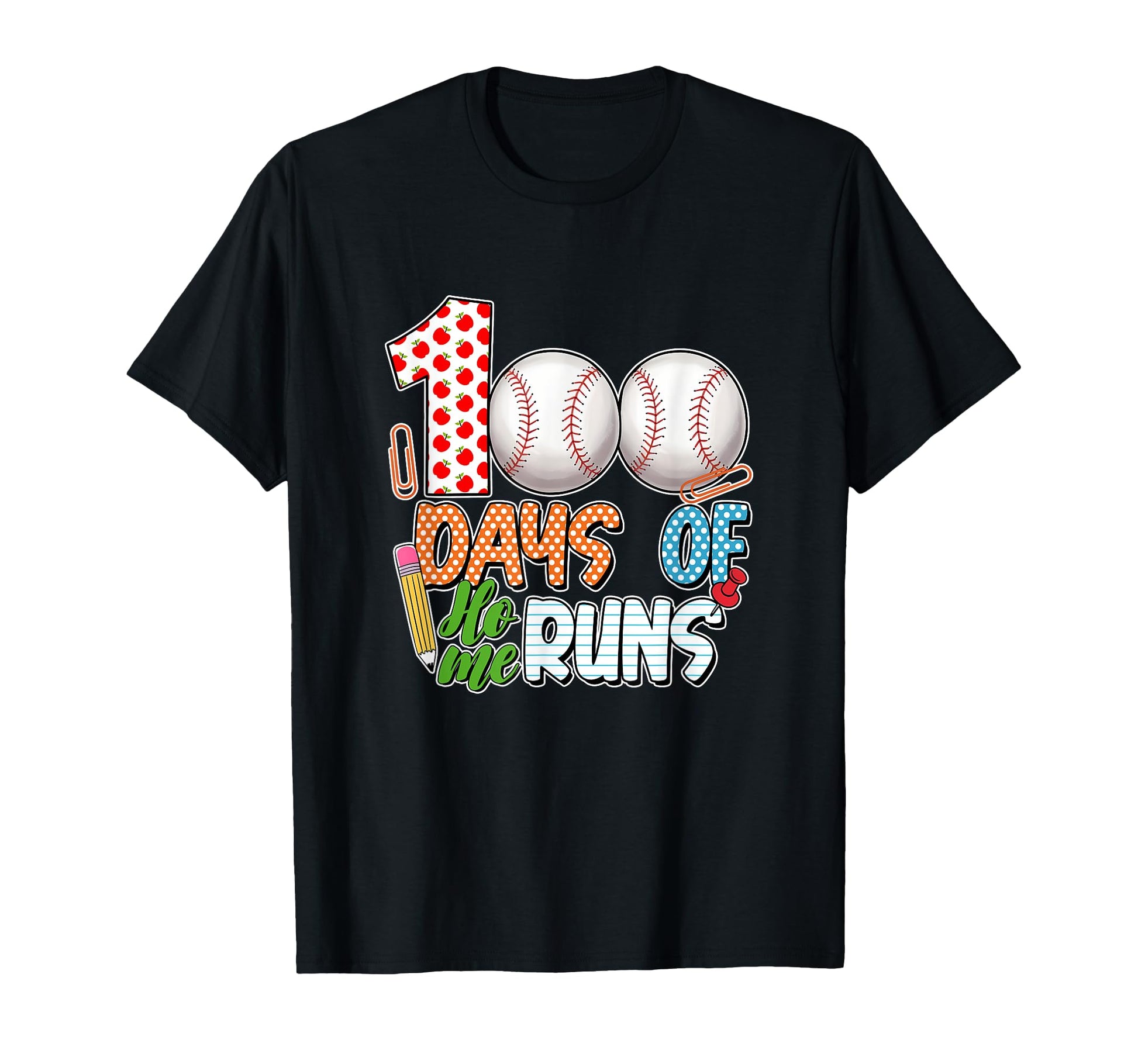 100 Days Home Runs Baseball 100Th Days T-Shirt - Unique Graphic Unisex - T-Shirt, Sweatshirt, Hoodie