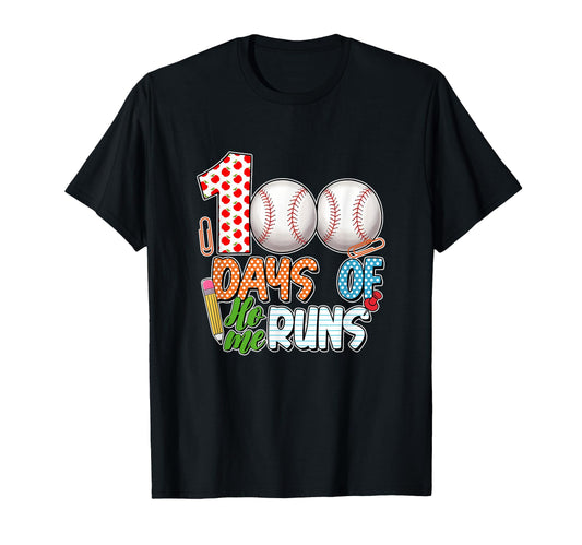 100 Days Home Runs Baseball 100Th Days T-Shirt - Unique Graphic Unisex - T-Shirt, Sweatshirt, Hoodie