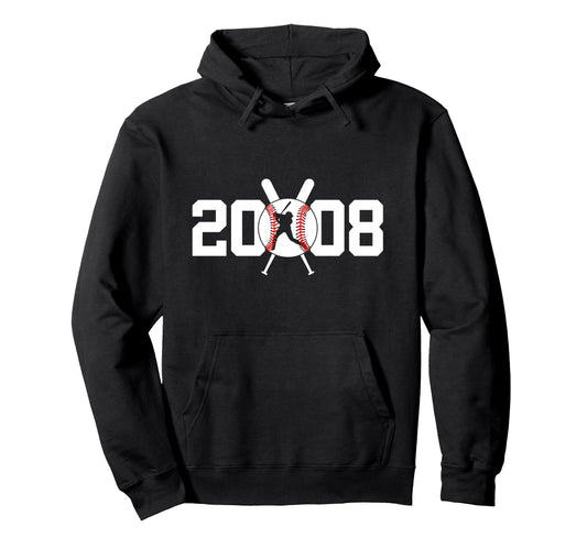 2008 Baseball 18Th Birthday Hoodie - Trendy Graphic Men Women - T-Shirt, Sweatshirt, Hoodie