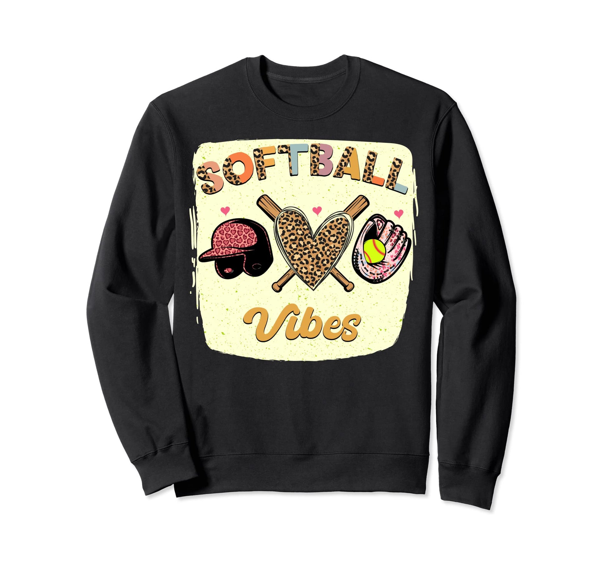 Bleached Softball Vibes Leopard Sweatshirt - Trendy Graphic Men Women - T-Shirt, Sweatshirt, Hoodie