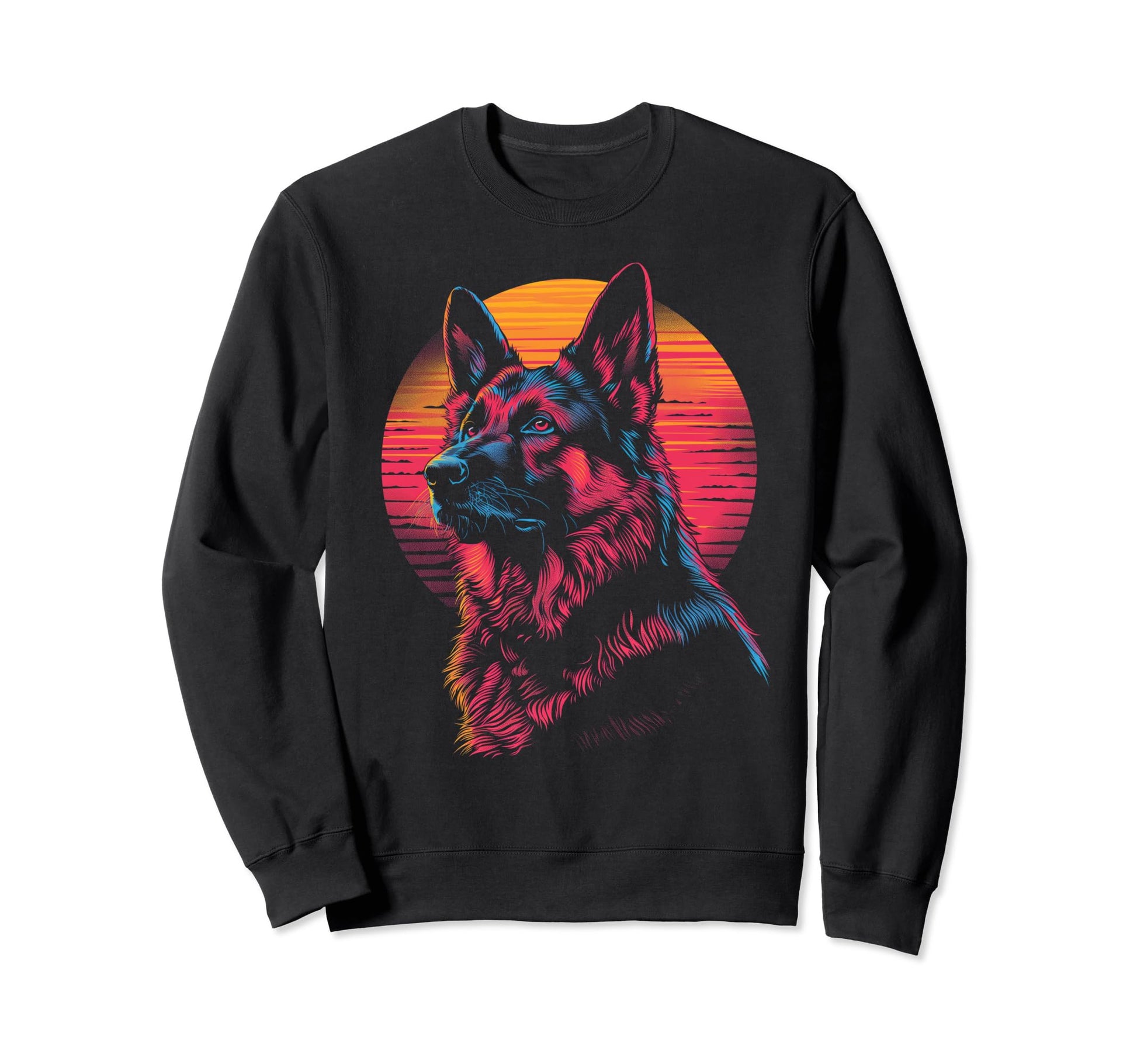 German Shepherd Dog Vaporwave Sweatshirt - Novelty Apparel for Adults - T-Shirt, Sweatshirt, Hoodie