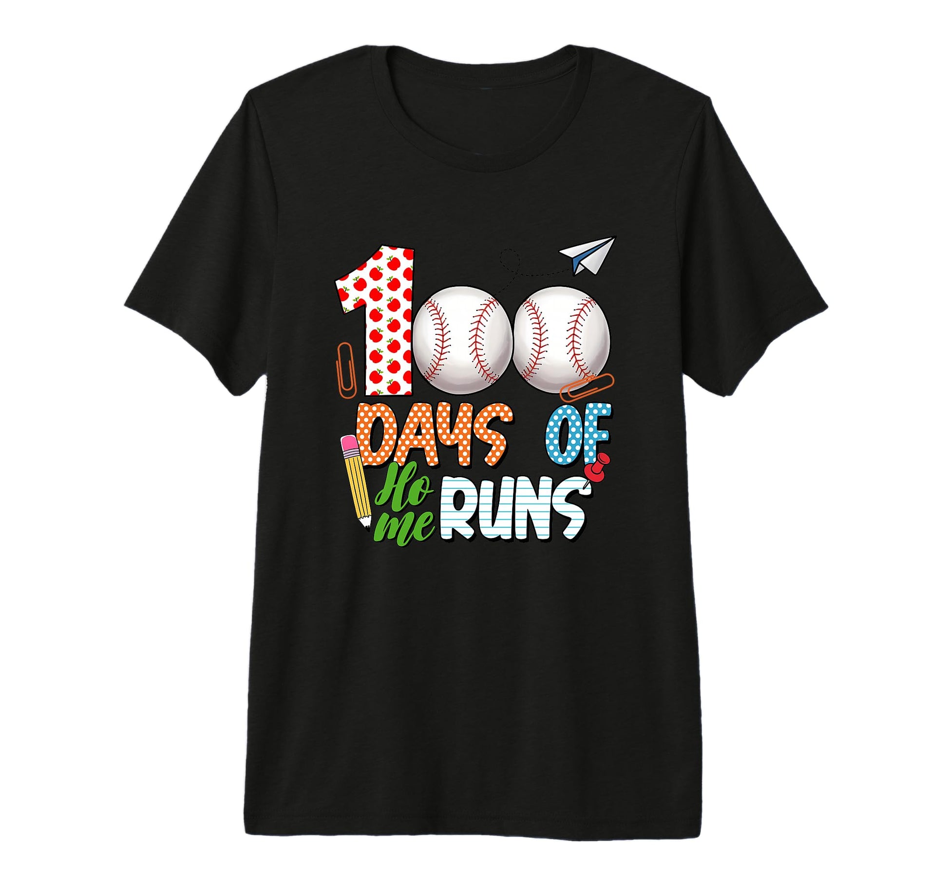 100 Days Home Runs School Baseball Tri T-Shirt - Custom Art Print Unisex - T-Shirt, Sweatshirt, Hoodie