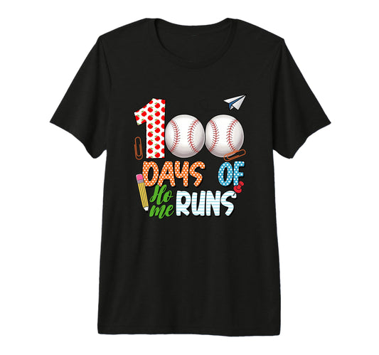 100 Days Home Runs School Baseball Tri T-Shirt - Custom Art Print Unisex - T-Shirt, Sweatshirt, Hoodie